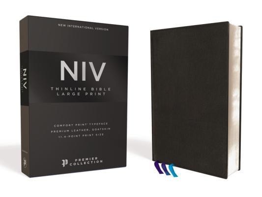 Niv, Thinline Bible, Large Print, Premium Leather, Goatskin, Black, Premier Collection, Comfort Print by Zondervan
