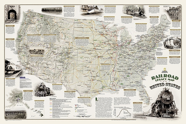 National Geographic Railroad Legacy Map of the United States Wall Map (Poster Size: 36 X 24 In) by National Geographic Maps