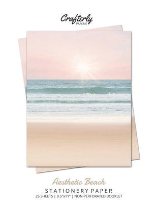 Aesthetic Beach Stationery Paper: Cute Letter Writing Paper for Home, Office, Letterhead Design, 25 Sheets by Crafterly Paperie