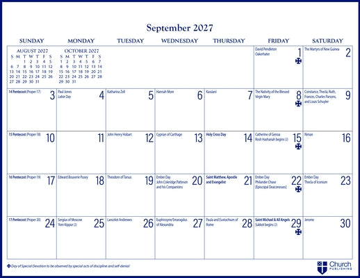2027 Parish Wall Calendar: September 2026 to December 2027 by Church Publishing Incorporated