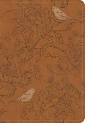 CSB Large Print Personal Size Reference Bible, Optimal Type, Digital Study Edition, Brown Floral Leathertouch by Csb Bibles by Holman