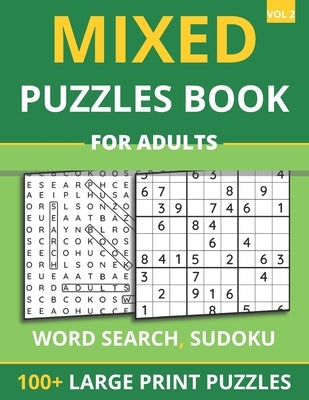 Mixed Puzzles Book For Adults - Word Search, Sudoku: 100+ Large Print Puzzles For Adults & Seniors (Vol 2) by Books, Funafter