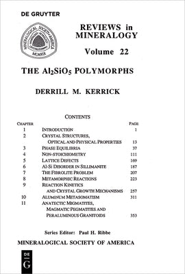 The Al2sio5 Polymorphs by Kerrick, Derrill M.