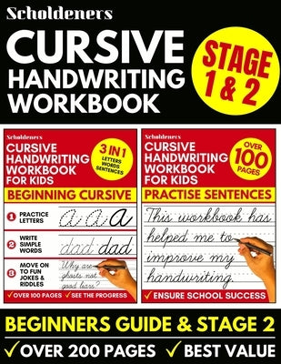 Cursive Handwriting Workbook: 2-in-1 Book Set For Kids (Cursive for Beginners / Cursive Writing Practice Book) by Scholdeners