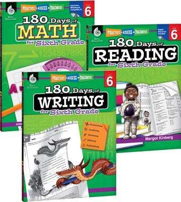 180 Days of Reading, Writing and Math for Sixth Grade 3-Book Set by Kinberg, Margot
