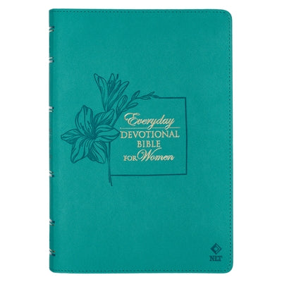 NLT Holy Bible Everyday Devotional Bible for Women New Living Translation Vegan Leather, Teal Debossed by Christian Art Gifts