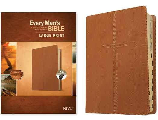 Every Man's Bible Niv, Large Print (Leatherlike, Cross Saddle Tan, Indexed) by Arterburn, Stephen