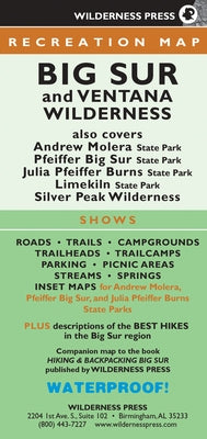 Big Sur and Ventana Wilderness Recreation Map by Wilderness Press