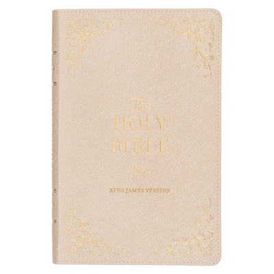 KJV Holy Bible, Standard Size Faux Leather Red Letter Edition - Thumb Index & Ribbon Marker, King James Version, Pearlescent Taupe by Christian Art Gifts