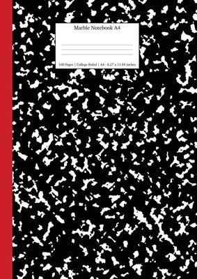 Marble Notebook A4: Black and Red Spine College Ruled Journal by Young Dreamers Press