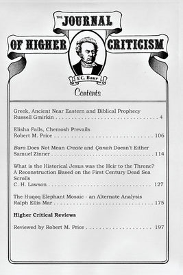 Journal of Higher Criticism Volume 17 Number 2 by Price, Robert M.