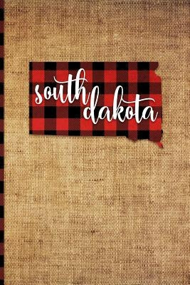 South Dakota: 6 X 9 108 Pages: Buffalo Plaid South Dakota State Silhouette Hand Lettering Cursive Script Design on Soft Matte Cover by Print Frontier