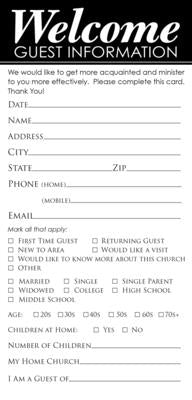 Guest Information Card - Welcome (Package of 50) by Broadman Church Supplies Staff