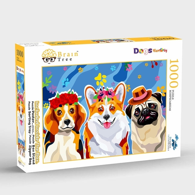 Brain Tree - Dogs Family 1000 Piece Puzzle for Adults: With Droplet Technology for Anti Glare & Soft Touch by Brain Tree Games LLC