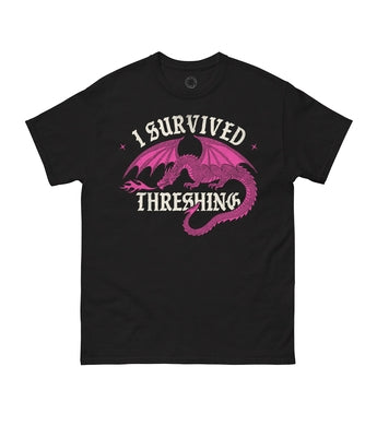 Fourth Wing: I Survived Threshing (Pink Dragon) Unisex T-Shirt Medium by Out of Print