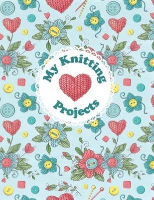 My Knitting Projects: Bright and Colorful Yarn & Crochet Hooks on a Blue Background, Glossy Finish by Spring Hill Stationery