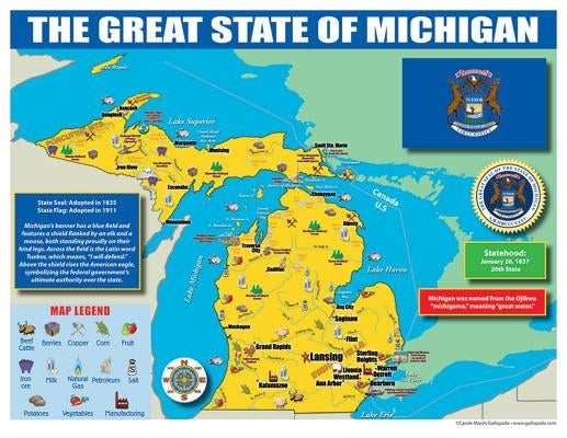 Michigan State Map for Students - Pack of 30 by Gallopade International