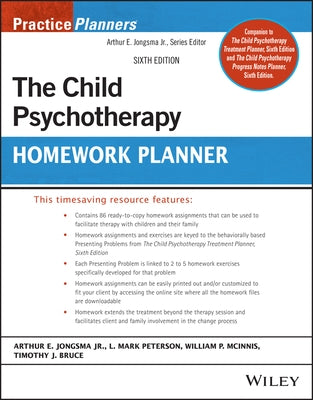 Child Psychotherapy Homework Planner by Jongsma, Arthur E.