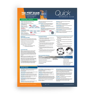 Pmp Exam: Quick Reference Guide, Sixth Edition Plus Agile by Crowe, Andy