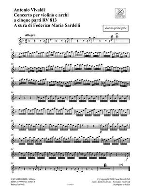 Concerto RV 813 for Violin and Strings in Five Parts: Critical Edition Practical Series Parts by Vivaldi, Antonio