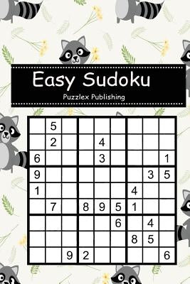 Easy Sudoku: Sudoku Puzzle Game For Beginers With Cute raccoon and tiny flower cover by Puzzlex Publishing