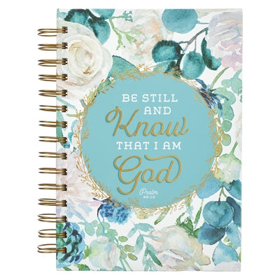 Christian Art Gifts Inspirational Spiral Journal Lined Notebook for Women Be Still and Know Ps. 46:10 Teal 192 Ruled Pages, Large Wire Bound Hardcover by Christian Art Gifts