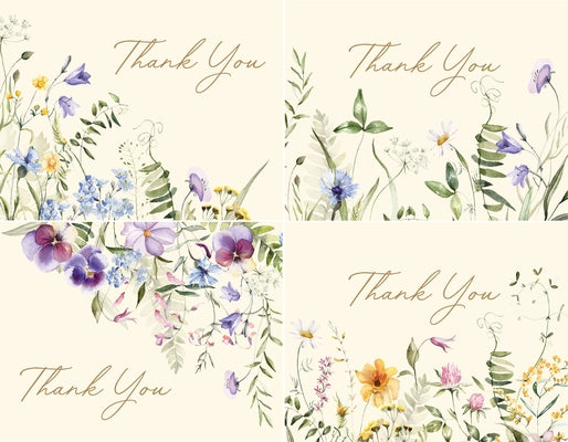 Wildflowers Premium Thank You Note Cards (20 Cards with 4 Unique Designs. 21 Self-Sealing Envelopes) by 