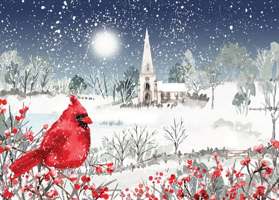 Cardinal in Moonlight Deluxe Boxed Holiday Cards (20 Cards, 21 Self-Sealing Envelopes) by Peter Pauper Press Inc