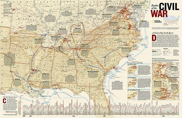 National Geographic Battles of the Civil War Wall Map - Laminated (35.75 X 23.25 In) by National Geographic Maps