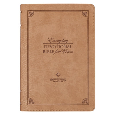 NLT Holy Bible Everyday Devotional Bible for Men New Living Translation, Vegan Leather, Tan Debossed by Christian Art Gifts