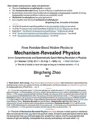 From Postulate-Based Modern Physics to Mechanism-Revealed Physics, Vol.1 (1/2) by Zhao, Bingcheng