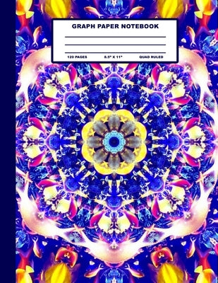 Graph Paper Notebook: Blue Yellow Mandala Cover Design - Quad Ruled - 120 Pages - 8.5" X 11" - Matte Finished Soft Cover by Mandala Notebook Press