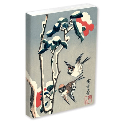 Journal Sparrows and Camellia in Snow by Hiroshige, Lined PB: Blank Lined 144 Page A5 Notebook by Tuttle Studio