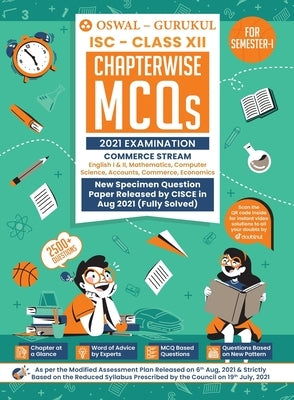 Chapterwise MCQs Book for Commerce Stream: ISC Class 12 for Semester I 2021 Exam by Oswal
