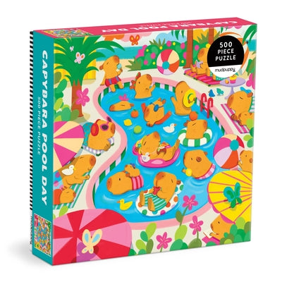 Capybara Pool Day 500 Piece Family Puzzle by Mudpuppy