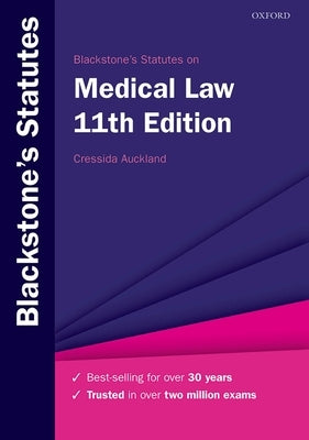 Blackstone's Statutes on Medical Law by Auckland, Cressida