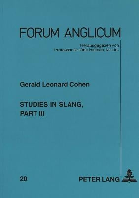 Studies in Slang, Part 3 by Hietsch, Otto