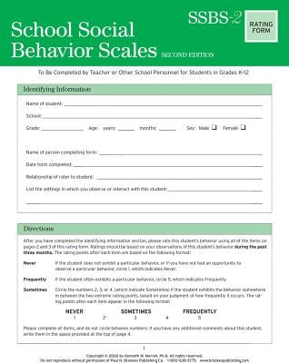 School Social Behavior Scales Rating Form by Merrell, Kenneth