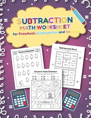 Subtration Math Worksheet for Preschool, Kindergarten and 1st grade: 25 Fun Designs For Boys And Girls - Educational Worksheets by Teaching Little Hands Press
