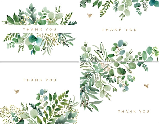 Eucalyptus Premium Thank You Note Cards (20 Cards with 4 Unique Designs. 21 Self-Sealing Envelopes) by 