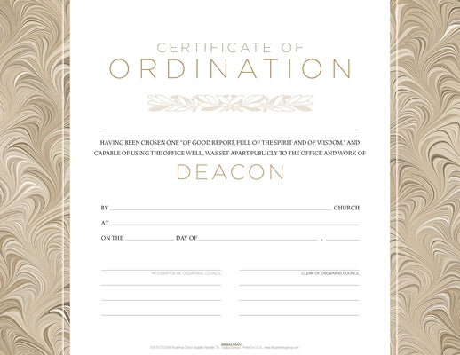 Deacon Ordination Flat Certificate (Pkg 6) by Broadman Church Supplies Staff