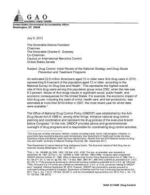 Drug control: initial review of the national strategy and drug abuse prevention and treatment programs by Office, U. S. Government Accountability