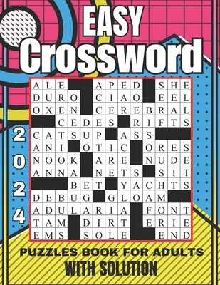 2024 easy crossword puzzles book for adults with solution: New Large Print 100 Crossword Puzzle Book for Adults, with Solutions for Seniors and Teens by Book House, Jokciven