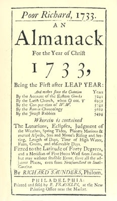 Poor Richard, 1733 an Almanack: For the Year of Christ 1733 by Saunders, Richard