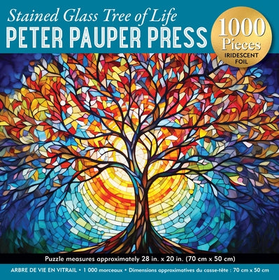 Stained Glass Tree of Life 1000-Piece Jigsaw Puzzle (Printed on Reflective Foil for Realistic Effect!) by 