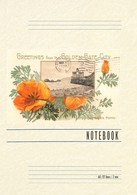 Vintage Lined Notebook Greetings from Golden Gate City, California Poppy, San Francisco by Found Image Press