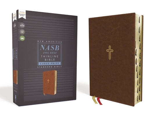 Nasb, Thinline Bible, Large Print, Leathersoft, Brown, Red Letter Edition, 1995 Text, Thumb Indexed, Comfort Print by Zondervan