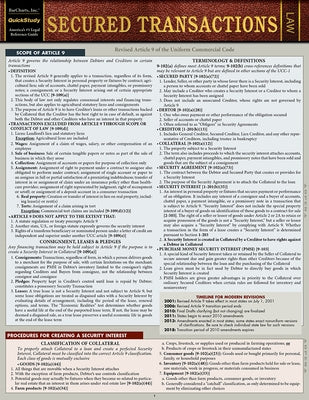Secured Transactions: A Quickstudy Laminated Reference Guide by Vollweiler, Debra
