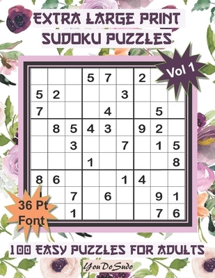 Extra Large Print Sudoku Puzzles: 100 Easy Puzzles for Adults and Seniors: Pretty Pink Floral Themed Sudoku Gift For Women (Floral Series Vol. 1) by Youdosudo
