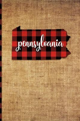 Pennsylvania: 6 X 9 108 Pages: Buffalo Plaid Pennsylvania State Silhouette Hand Lettering Cursive Script Design on Soft Matte Cover by Print Frontier